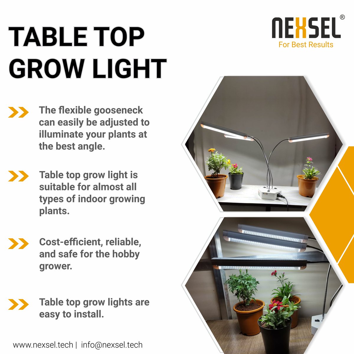 NexselT's tweet image. Engineered for @healthyplant life through all its growth phases, this flexible gooseneck solution is easy to install &amp;amp; is all you need to make it worth every penny

#nexseltech #tabletopgrowlight  #indoorfarming  #verticalfarming #urbanfarming #bestledlights #horticulture #agtech