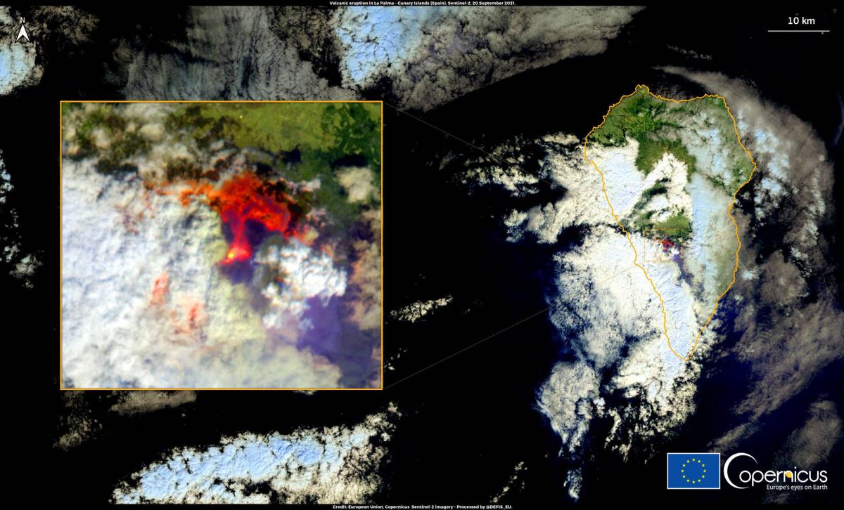 Infoespacial's tweet image. El satélite Paz y el Sentinel-2 monitorizan la erupción de La Palma dlvr.it/S86JBN