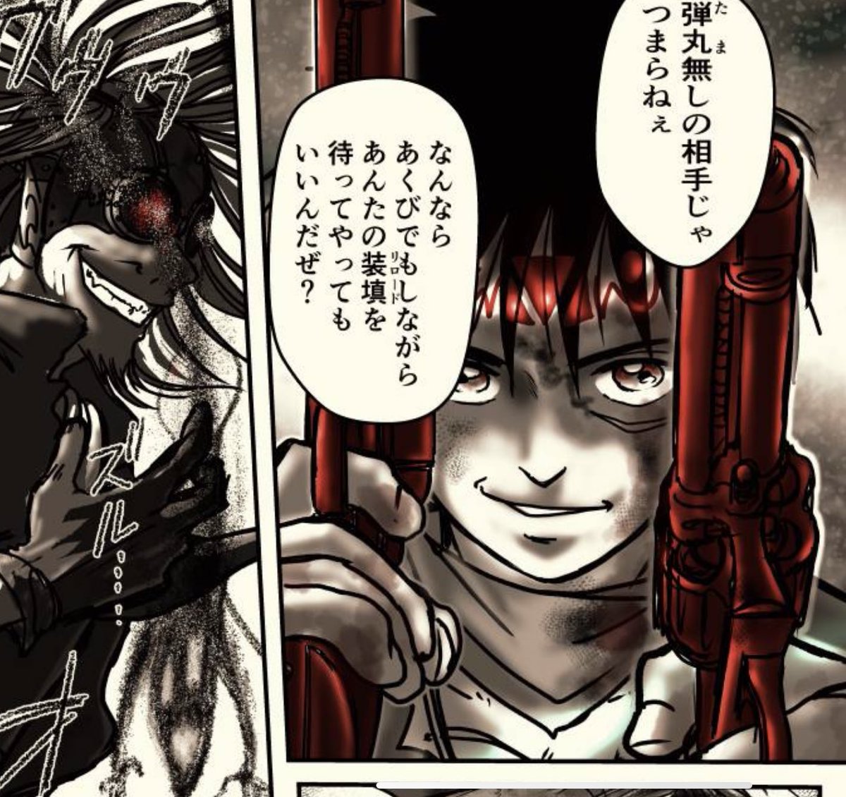額の赤い印は、主人公本人なのか、精霊が乗り移っているのか、分かりやすいようにしました😄
最終話前半。まじで今描くのが辛いシーンばかり😓
なので後回しのコマが続出です💨

この漫画。とにかく今年中に完結させたいっす🙌✨
🤠🐭👧💀🎩☠️
「RED GUNS」 第1話→https://t.co/CpUFe9OB1T 
