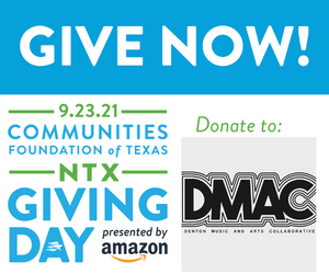 It's here! Today is #NTxGivingDay, YOUR chance to support local non-profits! Please consider providing healthcare for #Denton artists and musicians through DMAC! northtexasgivingday.org/denton-music-a…