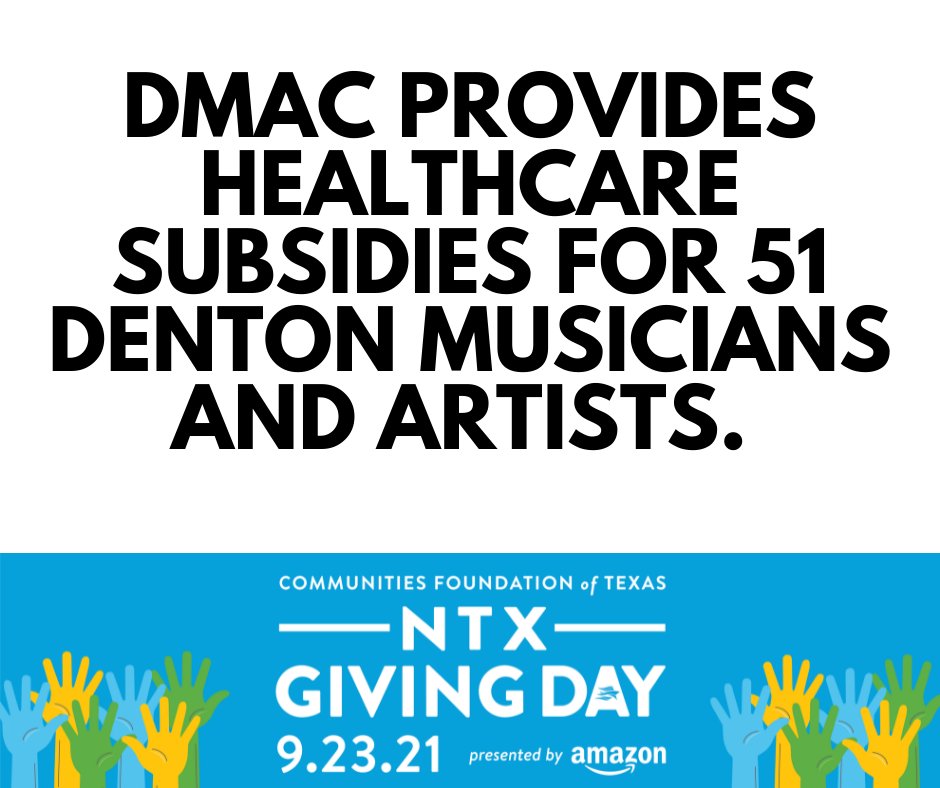DID YOU KNOW: We help 51 #Denton artists and musicians cover essential healthcare costs. Today, YOU can help! Consider supporting DMAC for #NTxGivingDay and DONATE HERE: northtexasgivingday.org/denton-music-a…