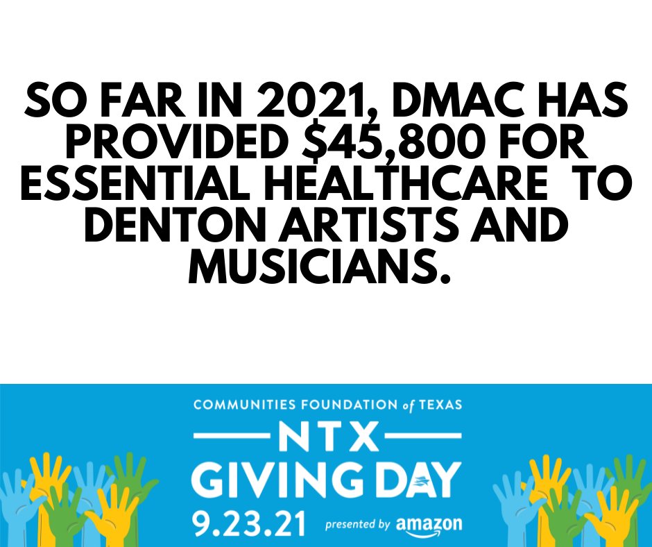 DID YOU KNOW: In 2021, DMAC has provided over $45K to #Denton musicians and artists for essential healthcare? Today YOU can help! Support DMAC for #NTxGivingDay - northtexasgivingday.org/denton-music-a…