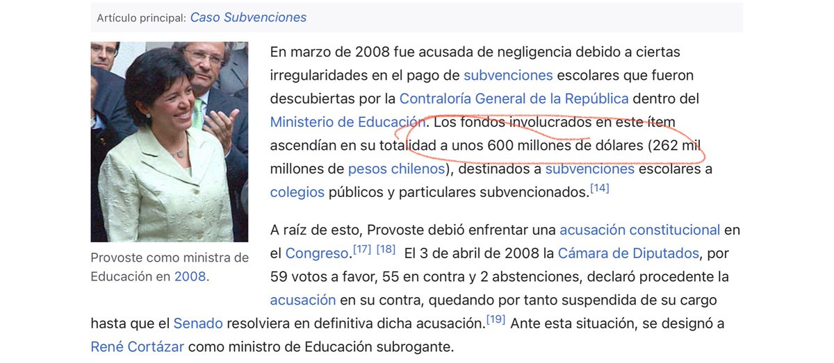 Dereck_29's tweet photo. Entre a Google, puse Yasna Provoste y wikipedia me recordó altiro los 600 millones de dólares que ella perdió, o que quizá, junto a su banda, se robo. #DebateChvCnn https://t.co/4HFRKpL6us