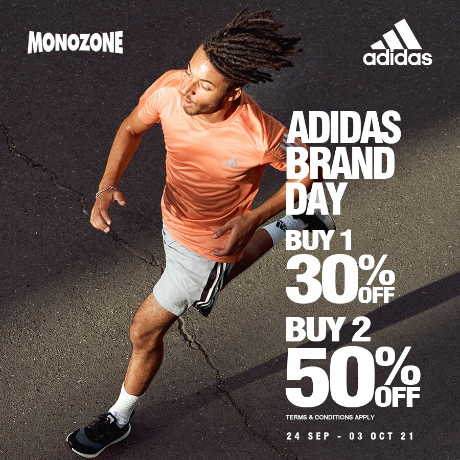 impermeable Especialista Negar Twitter \ LEA Group of Companies Official على تويتر: "Adidas Brand Day is  happening from 24 Sept - 3 Oct 2021! Choose to Buy 1 at 30% OFF or Buy 2 at