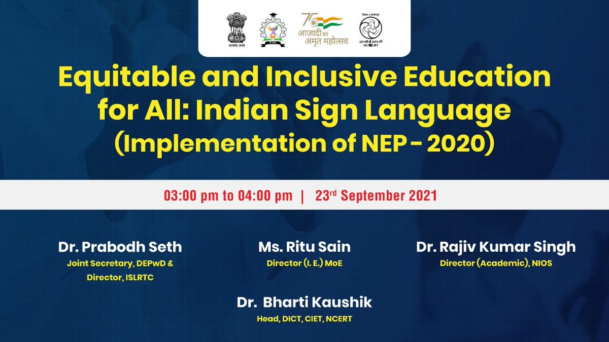 ncert's tweet image. #fightcovid-19, #Stay Safe.
Celebrate #WorldSignLanguageDay on 23.9.2021 &amp;amp; watch special live interaction on #IndianSignLanguage by Connecting to #PMeVIDYA DTH TV channels #1 to #7, #9 to #11 and &quot;NCERT official&quot;YouTube channel. Interact with experts on #IVRS PMeVIDYA;88004 40559