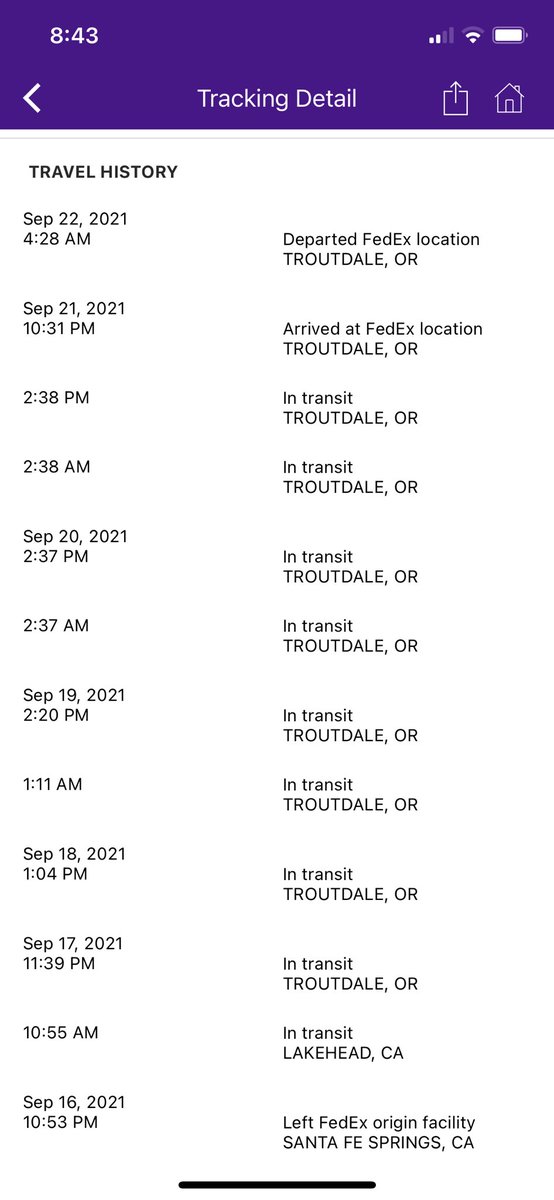 What’s goin’ on in Troutdale, OR <a href="/fedex/">FedEx</a>? This package has been in Troutdale ‘in Transit’ for like 5 days. It was supposed to be delivered a couple days ago? It’s the second package in a week that has had this happen and be several days late?