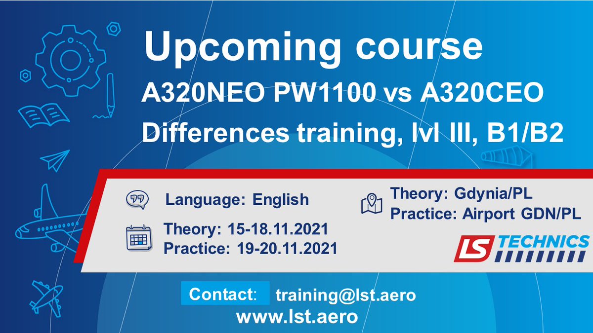 LsTechnics's tweet photo. 🆕 New A320NEO PW1100 vs A320CEO Differences training coming up soon at LS Technics!
Please contact training@lst.aero for more details and to book your seat, as places are filling up fast!!!
#aviationcourses #aircraftmaintenance #iloveplanes #mro 😃✈️👍📖🔧🚩 https://t.co/OI8T75aam0