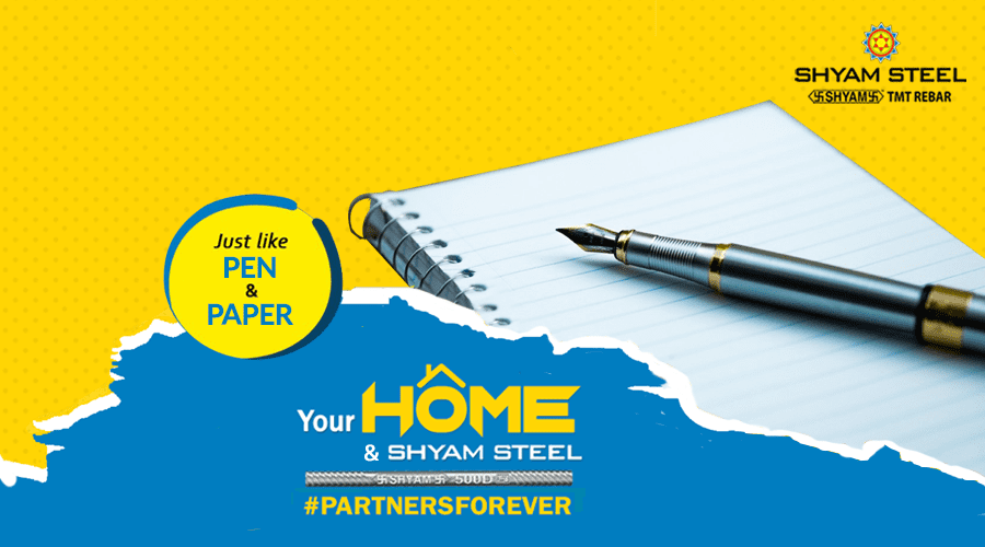 shyamsteel's tweet photo. A pen & paper is a duo that has the power to change the world. They’re truly #PartnersForever
#ShyamSteel #flexiSTRONG #TMTBar is the perfect partner for the construction of your dream home as its properties of strength & flexibility will keep your home #Hamesha_Ke_Liye_Strong https://t.co/IUzDPeHfP2