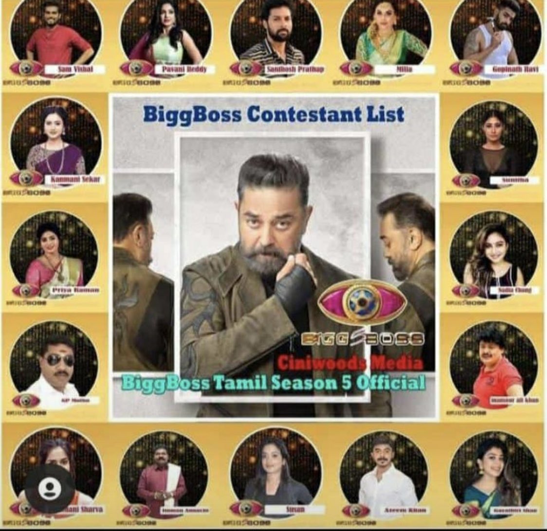 Bigg boss tamil season 5 contestants list