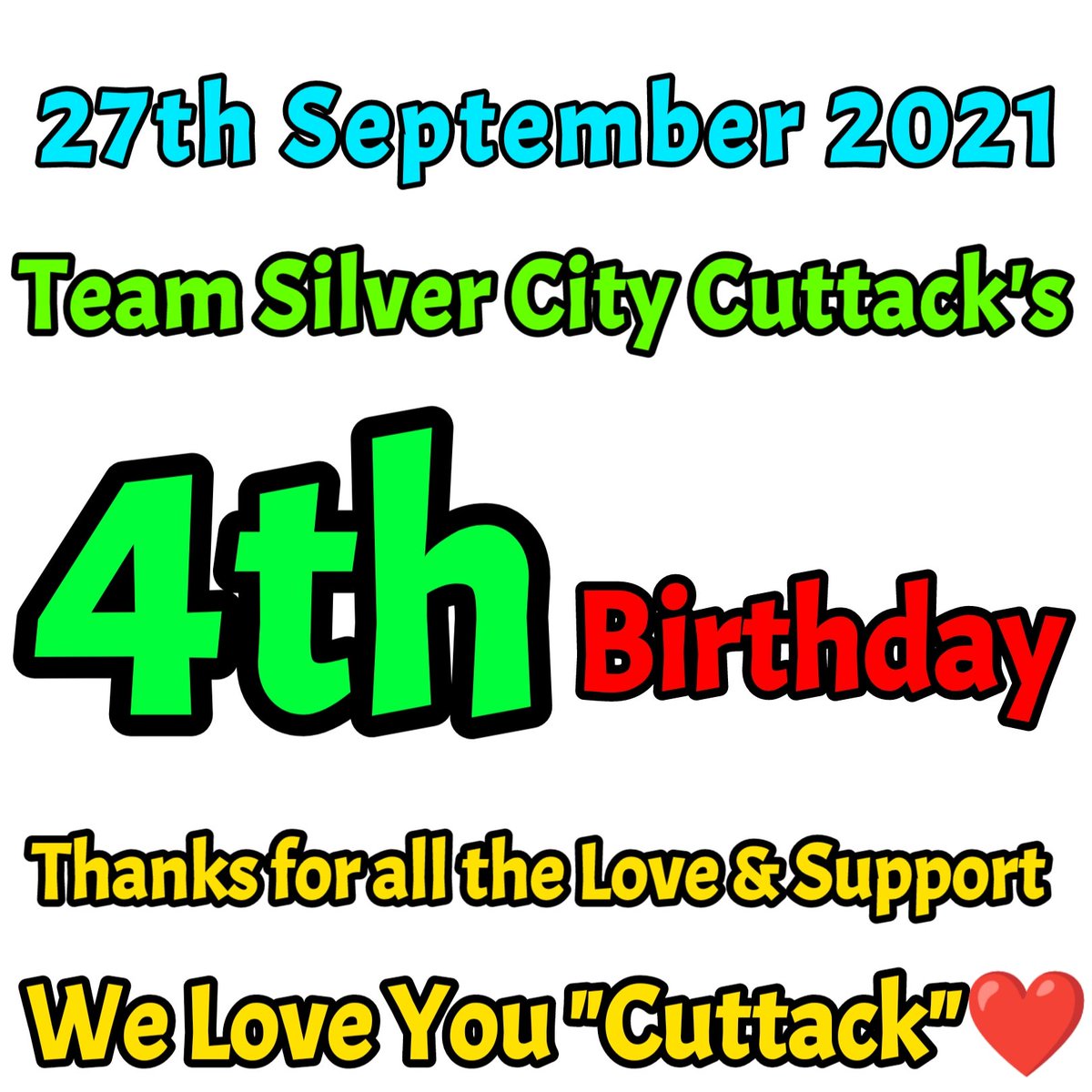 TeamSilverCity's tweet photo. Thanks for the through out support "Cuttack"❤️❤️😊😊 
#4thFoundationDay #4thAnniversary #4thBirthday #27thSeptember https://t.co/uvxfIwOrTg