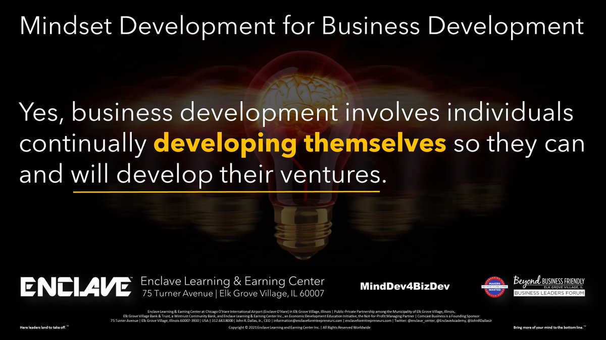JohnRDallasJr's tweet image. #BusinessDevelopment requires broadening its definition and description to include and prioritize continual (not sporadic) #MindsetDevelopment, and development of other competencies of individuals with responsibility and accountability for developing the business. #MindDev4BizDev