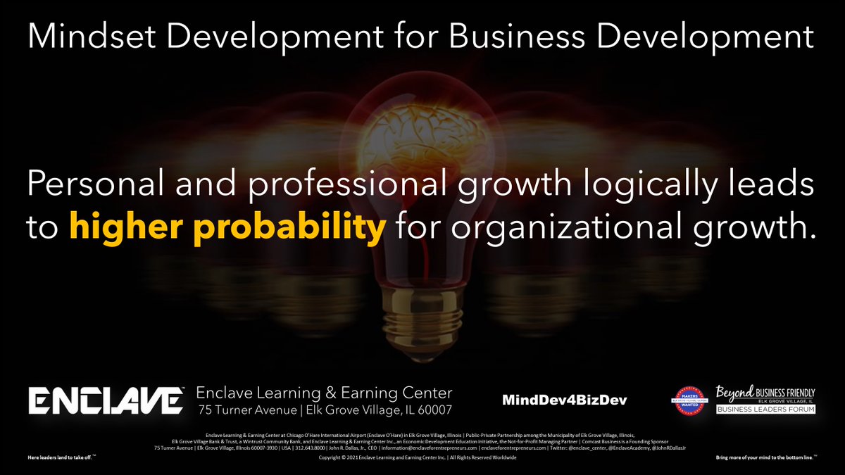 JohnRDallasJr's tweet image. #BusinessDevelopment requires broadening its definition and description to include and prioritize continual (not sporadic) #MindsetDevelopment, and development of other competencies of individuals with responsibility and accountability for developing the business. #MindDev4BizDev