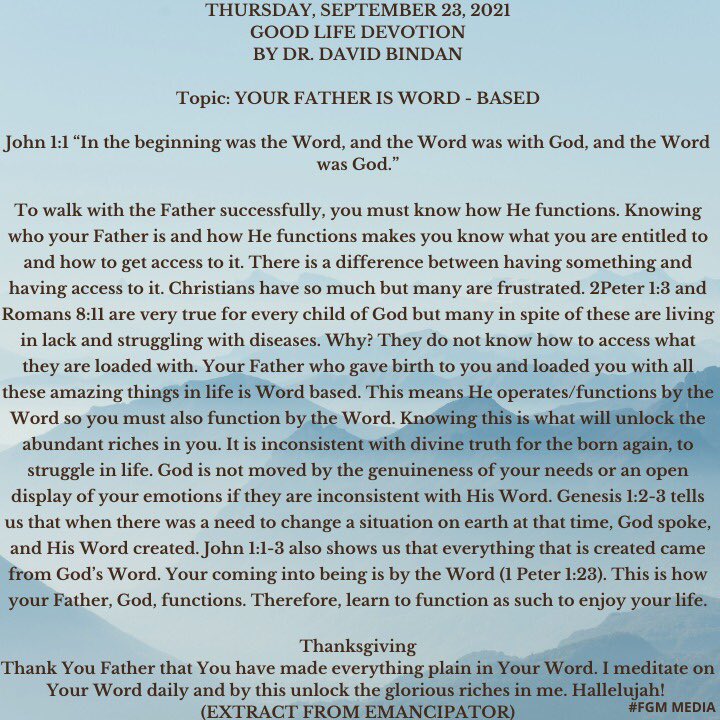 Davidbindanlive's tweet photo. Live your life based on the Word of God. That's the key to enjoying it.

https://t.co/wRildA9m9i https://t.co/ehNtusK8Kg