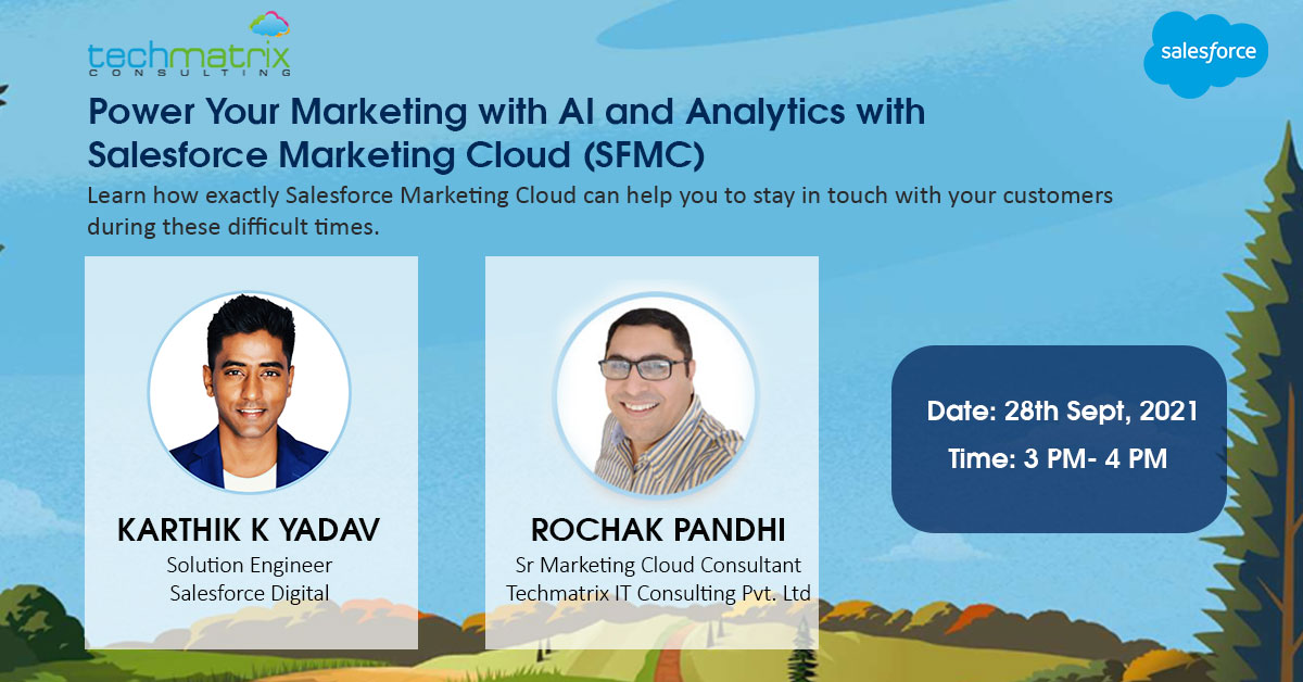 TechMatrix_SG's tweet image. Don't miss out — join our informative online webinar on 28th Sept 2021 at 3 PM IST
Click on the link, to register yourself: bddy.me/2XL07Hu
#digitalmarketing #marketing #salesforce #brand #marketingautomation #experience