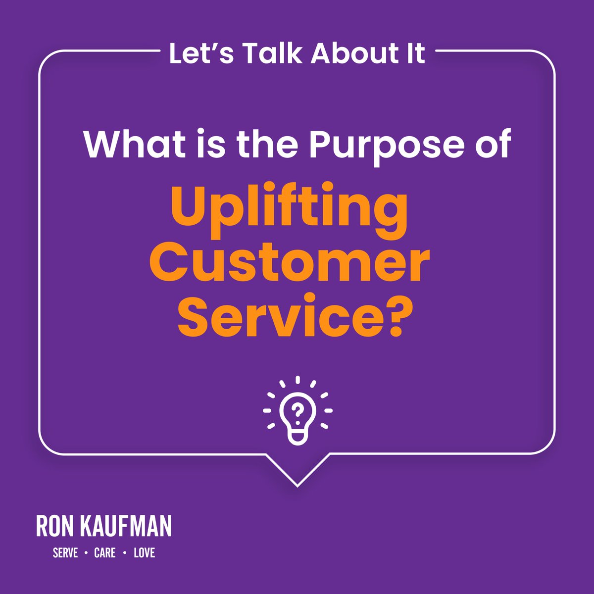 RonKaufman's tweet photo. What is the purpose of excellent customer service? Is it solely to meet the expectations of your customers? Or, is there a deeper reason? Let me know your thoughts in the comments below!
#ServeCareLove #CustomerService #ServiceExcellence #UpliftingService #RonKaufman https://t.co/YkUlZctSjT