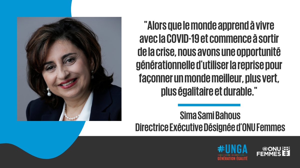 ONUFemmes's tweet photo. Lorsque les femmes participent, l’économie prospère.
Revivez la discussion autour des #ODDs, “Atteindre l'égalité des genres - Les femmes au service de la relance économique” organisée par l’@ONU_fr (en anglais):
https://t.co/SAaXEUo0iG
#GénérationÉgalité https://t.co/yTXsdRjtWT