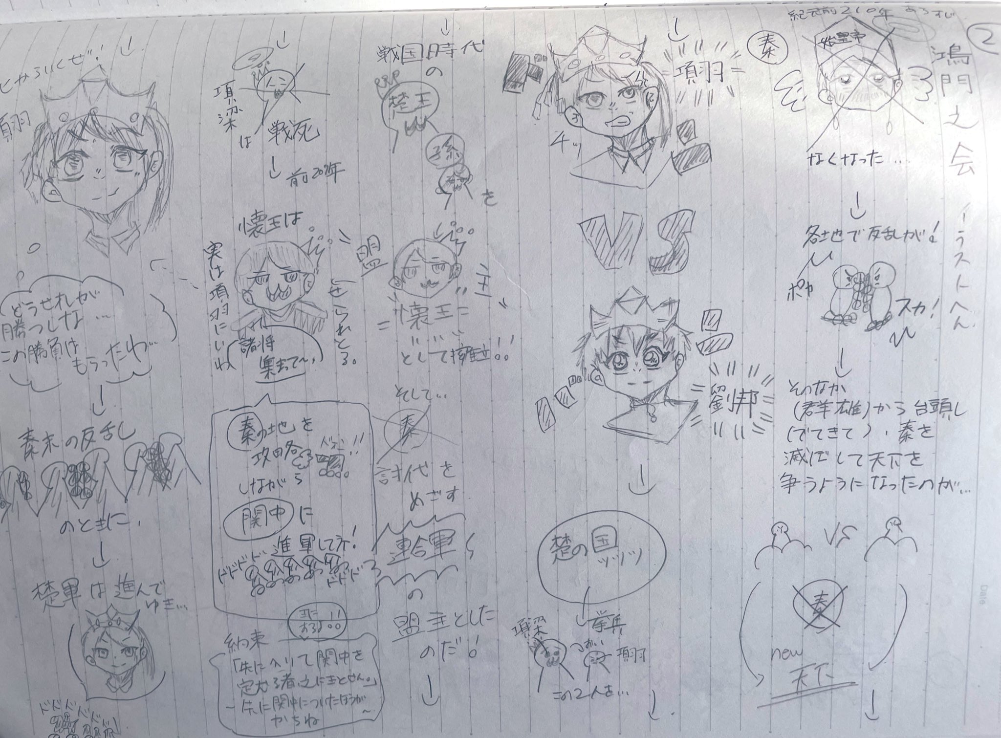 うらら 鴻門の会 これ絶対高校生 辺りでやると思うが鴻門の会の理解はイラストで見た方わかりやすいとおもふ 私が高校んときに描いてたやーつ 高二 あたりのひと参考になれば ﾄﾞｿﾞ 字も絵も汚いけどwwwこれ授業中に必死で描いてたんだよな ノート取り