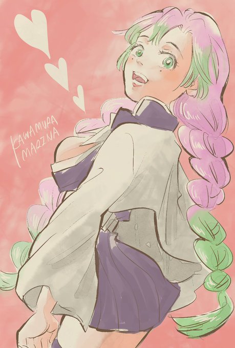 河村まりな｜近江の桜と①発売中さんがTwitterに投稿した甘露寺蜜璃(鬼滅の刃)のイラスト。