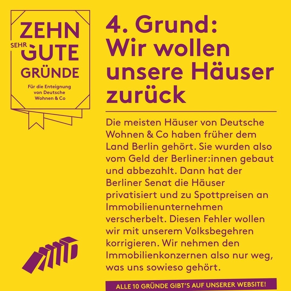 Du hast noch Freund:innen, Kolleg:innen oder Nachbar:innen, die nicht für die #Vergesellschaftung stimmen wollen? 😱😱

Mit diesen 10 wichtigsten Gründen für das 'Ja!' zum Volksentscheid kannst du sie vielleicht noch bis zum 26.9. überzeugen! 💪