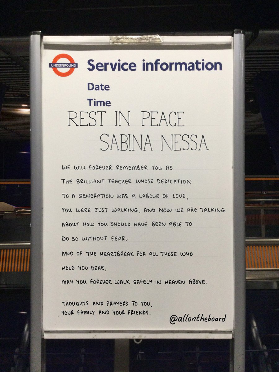 allontheboard's tweet image. Rest in Peace Sabina Nessa.
Thoughts and prayers to you, your family and your friends. X

#SabinaNessa #RestInPeaceSabinaNessa #allontheboard