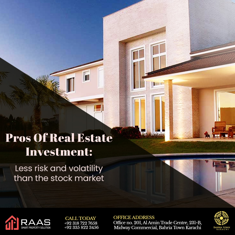 Investment in real estate is less risky and returns are more promising, as compared to stock markets. 
#property #realestate