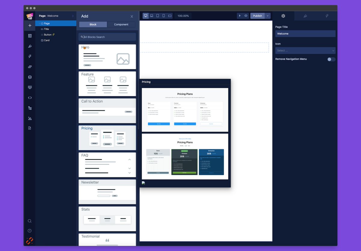 cagataycivici's tweet photo. Enjoying working with the awesome guys at @Code2io. Together we're bringing PrimeUI to #nocode. They even have integrated PrimeBlocks to their editor. 🤯

Open beta is now available!

https://t.co/9Gt0KLCPDG https://t.co/Rp3dcjIyOv