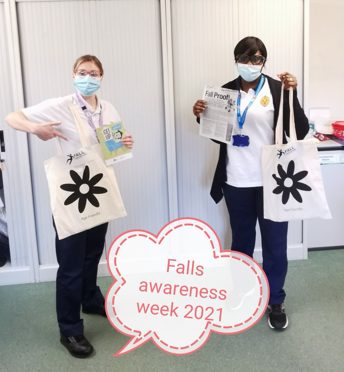 NMRehabService's tweet photo. Our physios @Alice_Ruth and Olamide setting off to Harpurhay shopping centre to spread the word about falls prevention. #thinkFalls
Patient &amp; public involvement.
Goodie bags to be given away. Hurry up as we have only few left.
@JenDunn55
@TracyWa85424040
@mcrlco
@MFTnhs
@WeAHPs https://t.co/sufoqSV7Aj