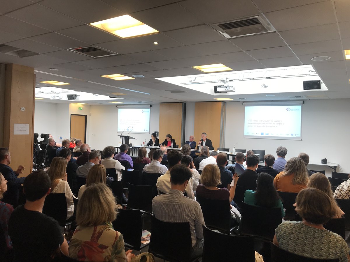 Table ronde sur "Les dispositifs de soutien disponibles pour la #recherche contre le #cancer en <a href="/NvelleAquitaine/">Nouvelle-Aquitaine</a> avec <a href="/ge_blanchard/">Blanchard Gérard</a>, <a href="/fjeanson1/">Françoise Jeanson</a>, Muriel Mathonnet <a href="/CanceropoleGSO/">Cancéropôle GSO</a>, Jean-Marie Piot <a href="/LigueCancer17/">La Ligue contre le cancer 17</a> &amp; Dominique Jaubert <a href="/LigueCancer33/">Ligue contre le cancer Gironde</a>