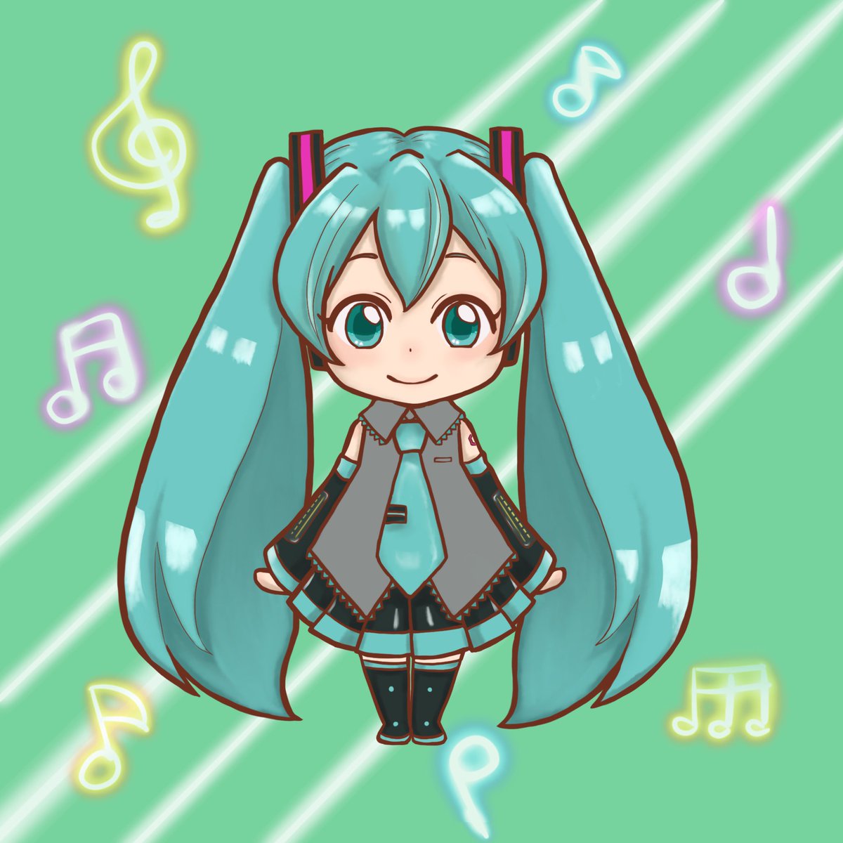 hatsune miku 1girl solo twintails necktie ? long hair skirt  illustration images