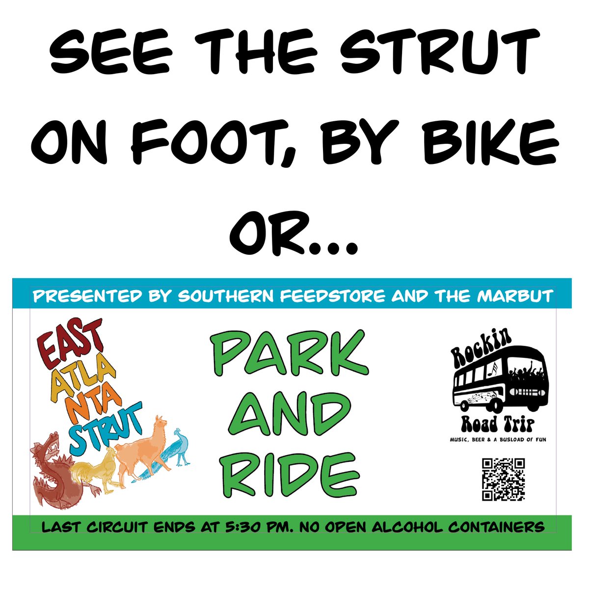 EAVStrut's tweet image. Bike, walk, or park and ride the giant green Rockin' Road Trip bus, but make sure you don't miss any of the 2021 Strut. eastatlantastrut.com/whats-going-on…