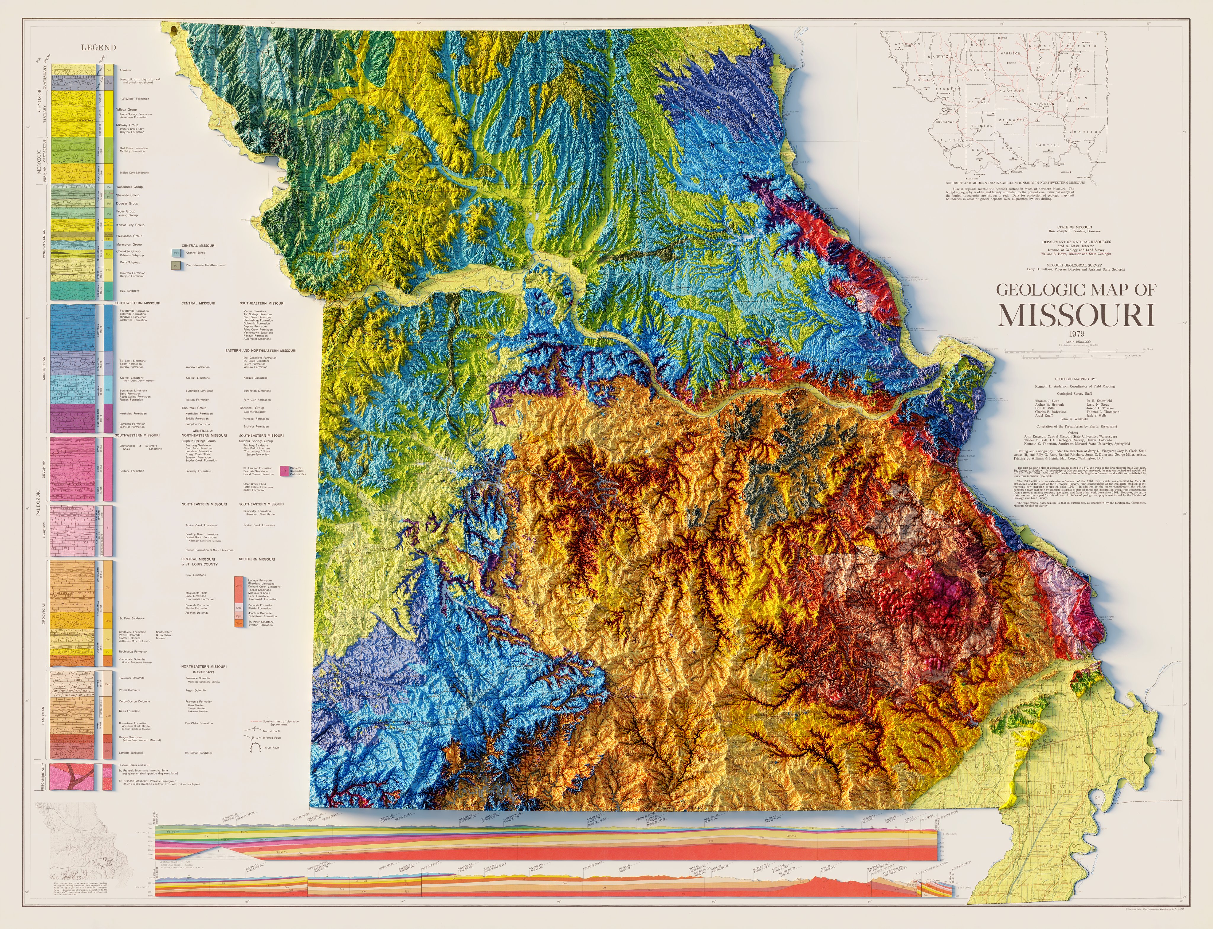 Geological Map Of Missouri Sean Conway On Twitter: "Geologic Map Of Missouri - State Of Missouri /  Department Of Natural Resources / Missouri Geological Survey - 1979 3D  Render #Arcgispro #B3D #Missouri #Geology #Geography #Gis #Dataviz #