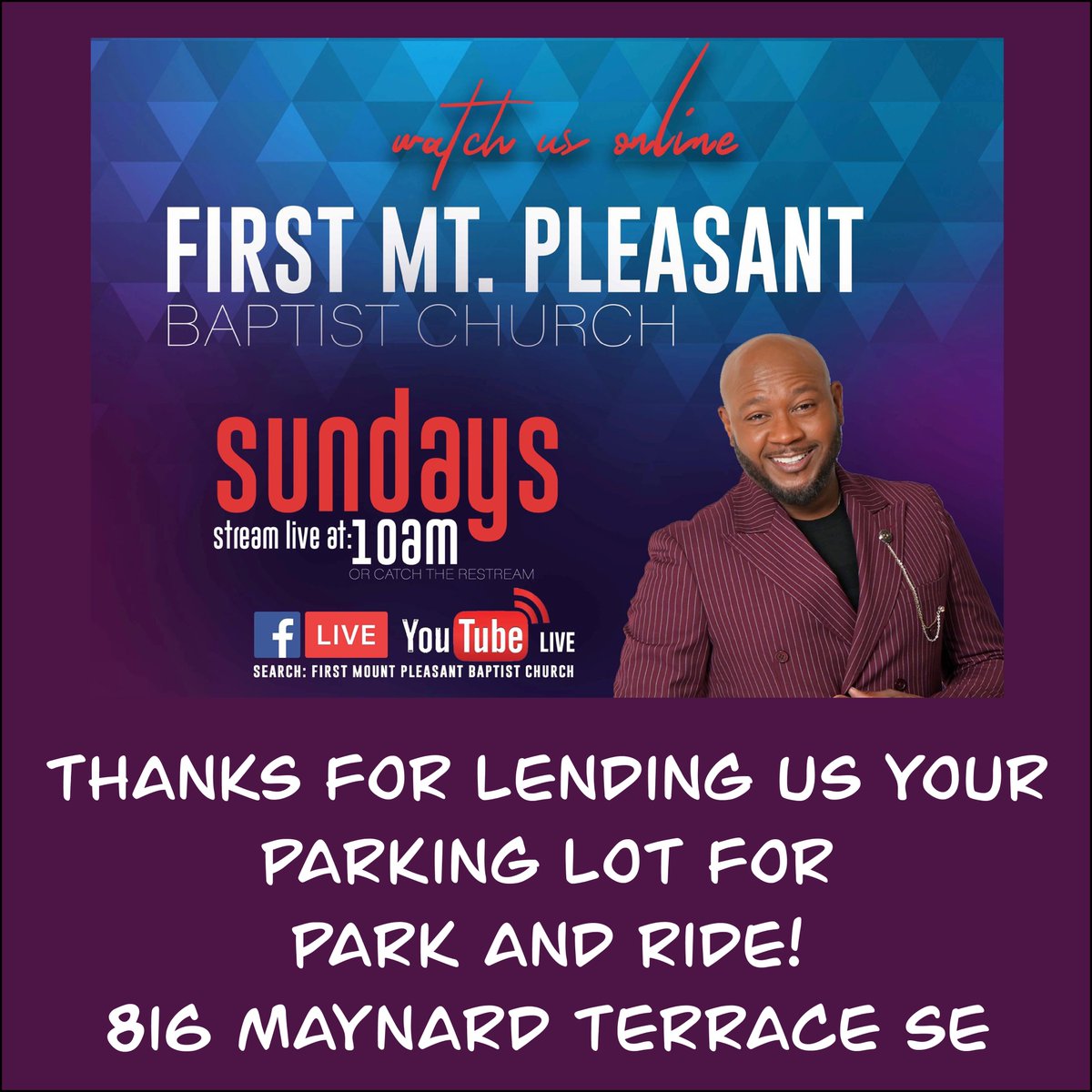 EAVStrut's tweet image. Thanks to our friends at First Mount Pleasant Baptist Church for hosting a Strut park-and-ride lot.