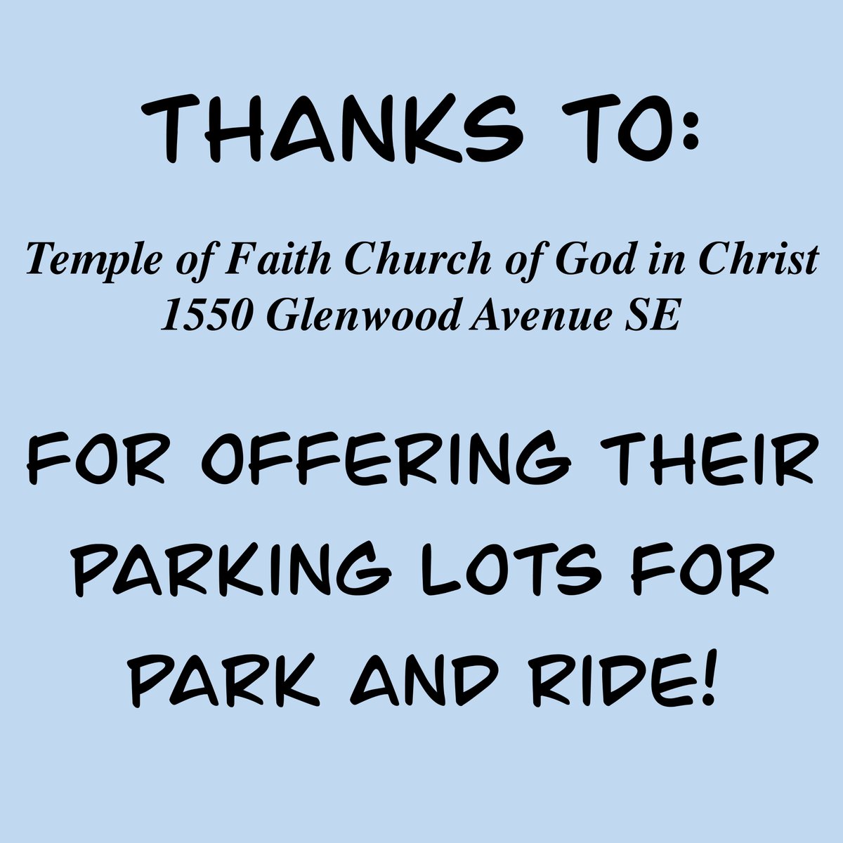 EAVStrut's tweet image. Thanks to our good neighbor, Temple of Faith Church of God In Christ, for hosting a Strut park-and-ride lot.