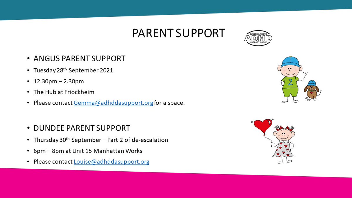 PARENT SUPPORT

Get in touch if you would like to attend any of the sessions next week