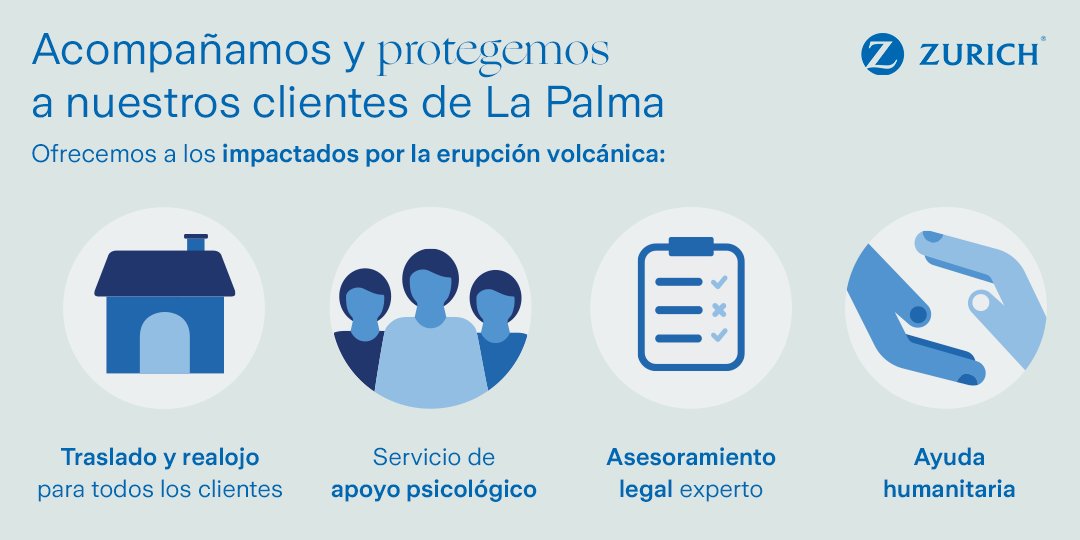 ZurichSeguros's tweet photo. Todo nuestro apoyo a #LaPalma➡️Activamos medidas solidarias para proteger a nuestros clientes y familias en situación vulnerable, a través de un protocolo de emergencia y apoyo humanitario👇 https://t.co/qhZLdLDWa0