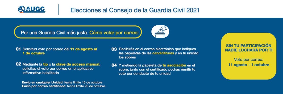 🏰| No lo olvides. Si no vas a poder a acudir al punto de votación. Tienes hasta el 1 de octubre para solicitarlo. ¡VOTA!👌🏻Es muy importante