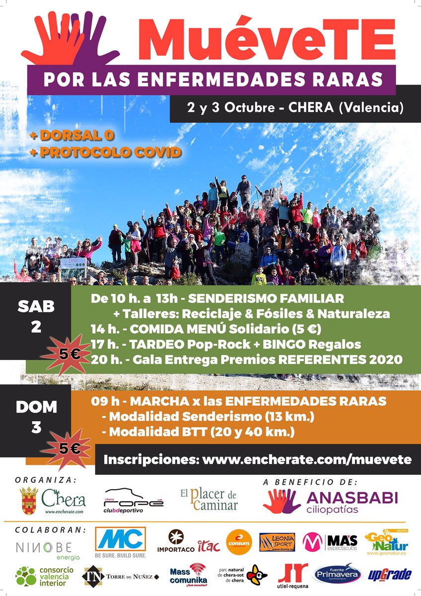 ivanChera's tweet photo. Muévete por las enfermedades raras!!! 2 y 3 de octubre en Chera. Apúntate ya en: https://t.co/ghm8iXpcrF https://t.co/1mqeNmzNbF