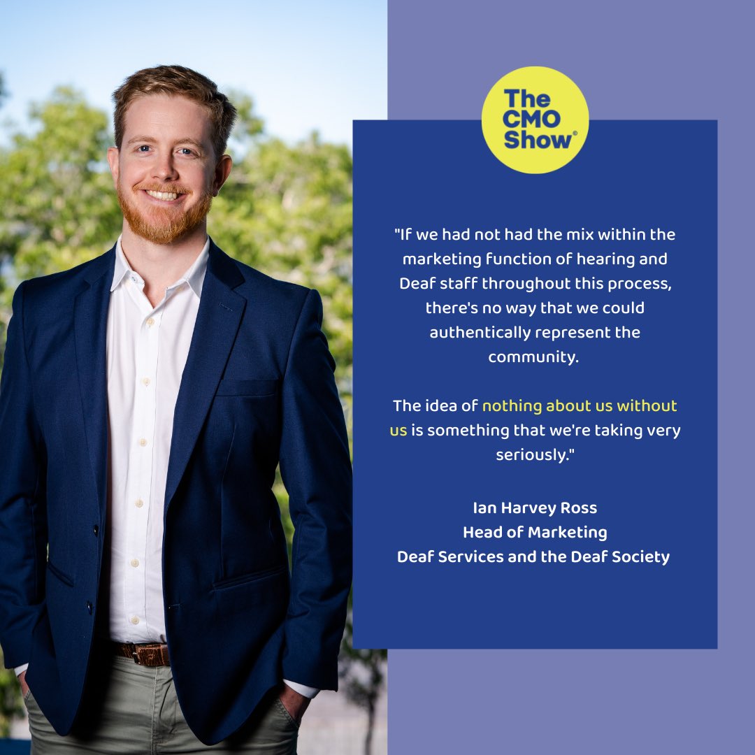 On the next episode of The CMO Show, find out how organisations can go beyond “performative empathy” with Ian Harvey Ross from Deaf Services and the Deaf Society. Search for "The CMO Show" on your favourite podcast app and subscribe.