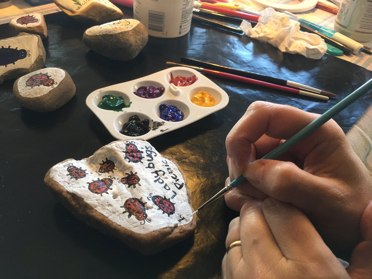 geoffcrane's tweet image. Ladybug picnic! @Helen_Crane was inspired by @CostasGarden to paint these cuties. #lockdownfun