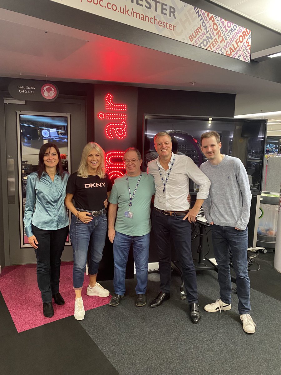 A rare 6am Becky at Breakfast team photo ⁦<a href="/BBCRadioManc/">BBC Manchester</a>⁩ #MottleyCrew #TopTeam #WillMissThem