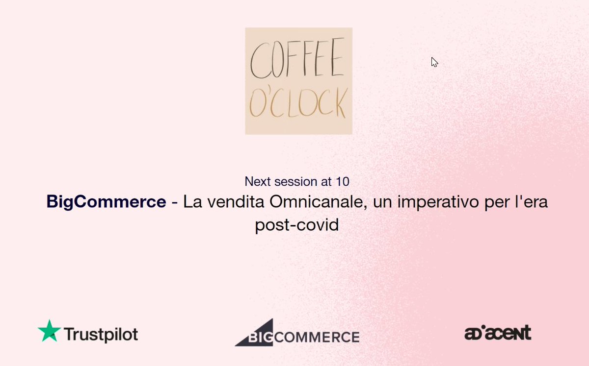 Tra 10 minuti inizia il #webinar con Adiacent e @bigcommerce organizzato da <a href="/Trustpilot/">Trustpilot</a> in cui il nostro Tommaso Galmacci parlerà di #ecommerce nel mondo post #pandemia. Non perdetevelo.