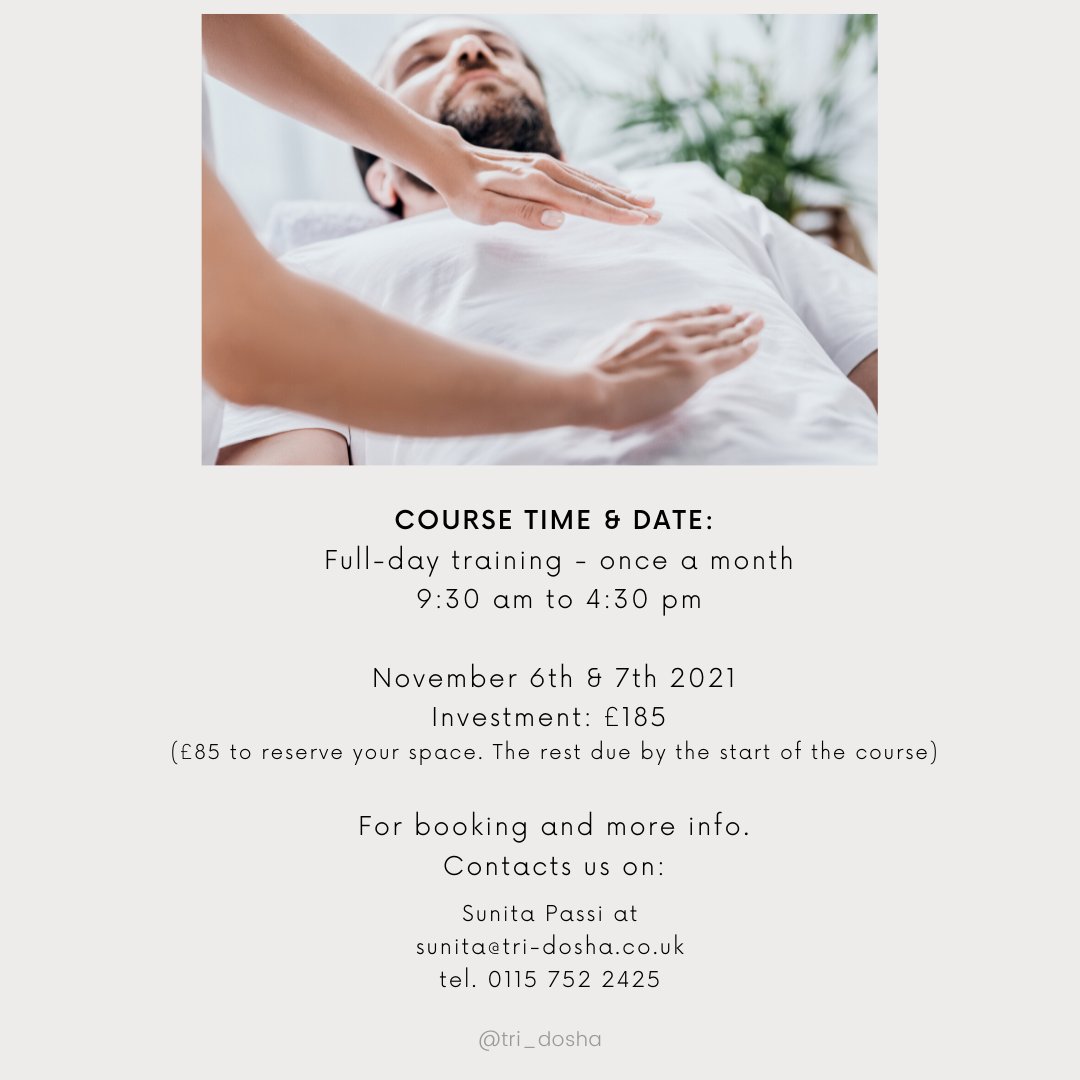 📌 Training with Tutor Davinder Kaur at Tri-Dosha Academy

To book for this training: 
Please contact <a href="/sunita/">sunita rajakumar</a>.passi 
or email at sunita@tri-dosha.co.uk 
Call us at: 0115 752 2425