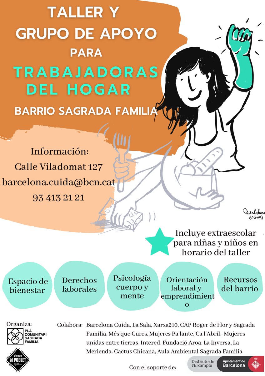 Taller i grup de suport a treballadores de la llar al barri de la Sagrada Família on trobaràs molts recursos @PDCSaFa #Comunitària