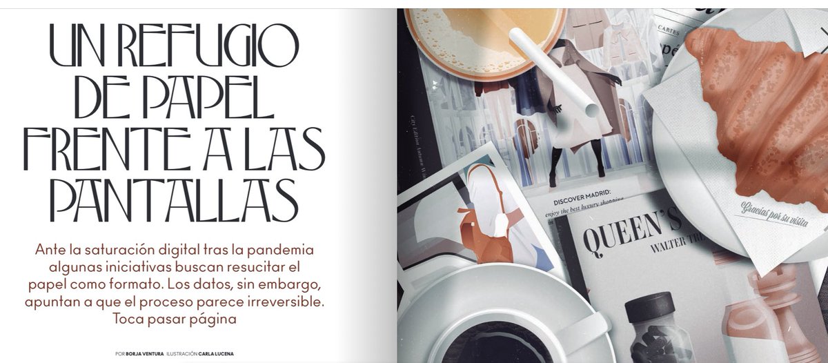 En la <a href="/YorokobuMag/">Yorokobu</a> de este mes hablo con <a href="/PepeCerezo/">Pepe Cerezo</a> <a href="/eduardosuarez/">Eduardo Suárez</a> y <a href="/LevantaLaCabeza/">Levanta la Cabeza</a> sobre si el papel puede resucitar a causa del cansancio digital (respuesta corta: no)

🗞 En breve en la web, de momento en papel 😅 y lector digital (página 60) yorokobu.es/monograficos-d…
