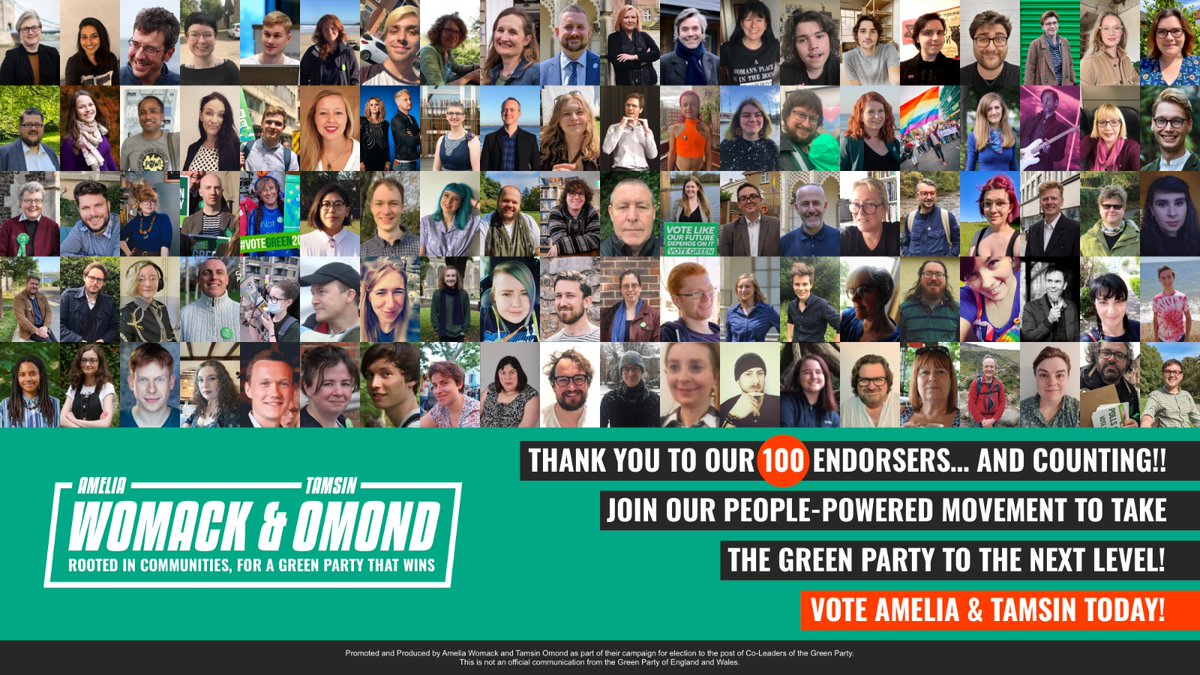 Today is the final day of voting for @TheGreenParty leadership election.

I believe if elected, @tamsinomond & @Amelia_Womack will maintain that the party stands out with a #CommonGood voice. 

Hence why I've been proud to endorse the #VoteWomackOmond message in this campaign💚🗳️