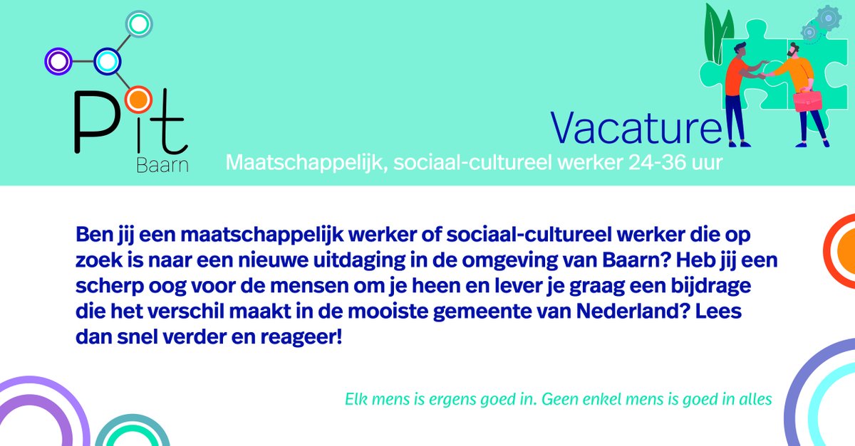 zcu.io/IxLL 
#vacature #Baarn #maatschappelijk #sociaal-cultureelwerker #regioeemland #zorg  #sollicitatie #maatschappelijkwerker #welzijn