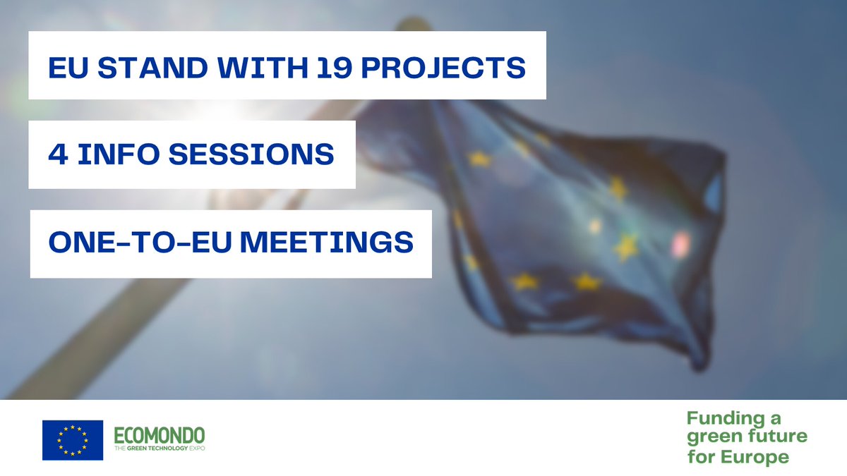 📢<a href="/Ecomondo/">Ecomondo</a> is coming up on 26-29 October!

And <a href="/EU_Commission/">European Commission</a> &amp; <a href="/cinea_eu/">CINEA 🇪🇺</a> could not miss this event that showcases all #CircularEconomy sectors in a single platform

Visit us &amp; get to know #LIFEProgramme #EMFAF #H2020Transport &amp; #CEFTransport projects

♻️bit.ly/2XJoHc9