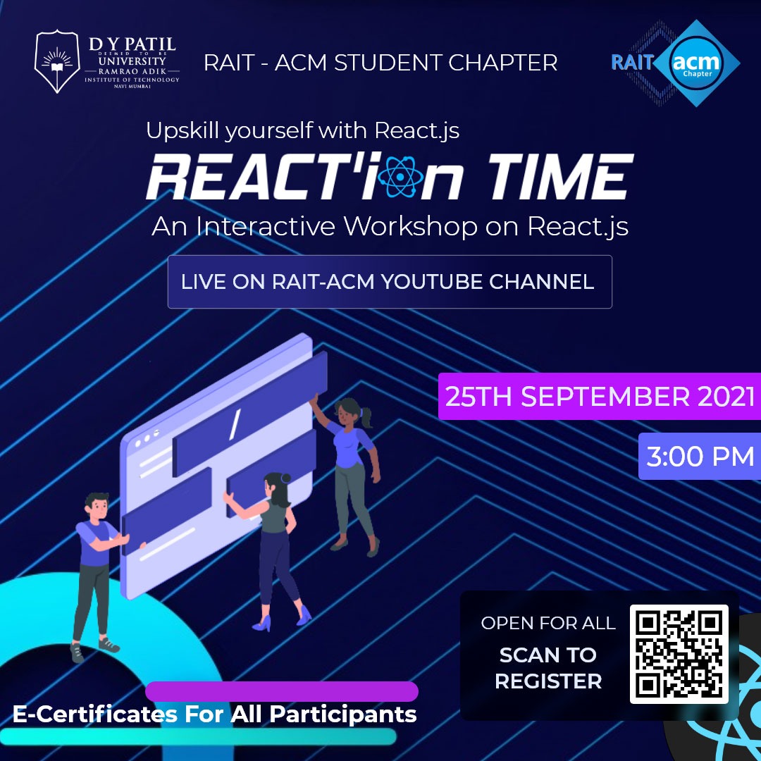 RaitACM's tweet photo. RAIT ACM brings to you a One Day 🔥  LIVE 🔥Workshop in which you can learn to leverage React.js
About the Speaker:- 
Mr. Rizwan Khan
Software Engineer at Paytm,  Founder of https://t.co/FodpxyXdBG
Instructor on YouTube (35K+ SUBSCRIBERS) 
( https://t.co/mYVbAV1KAY) https://t.co/Zx6OLlWNnc