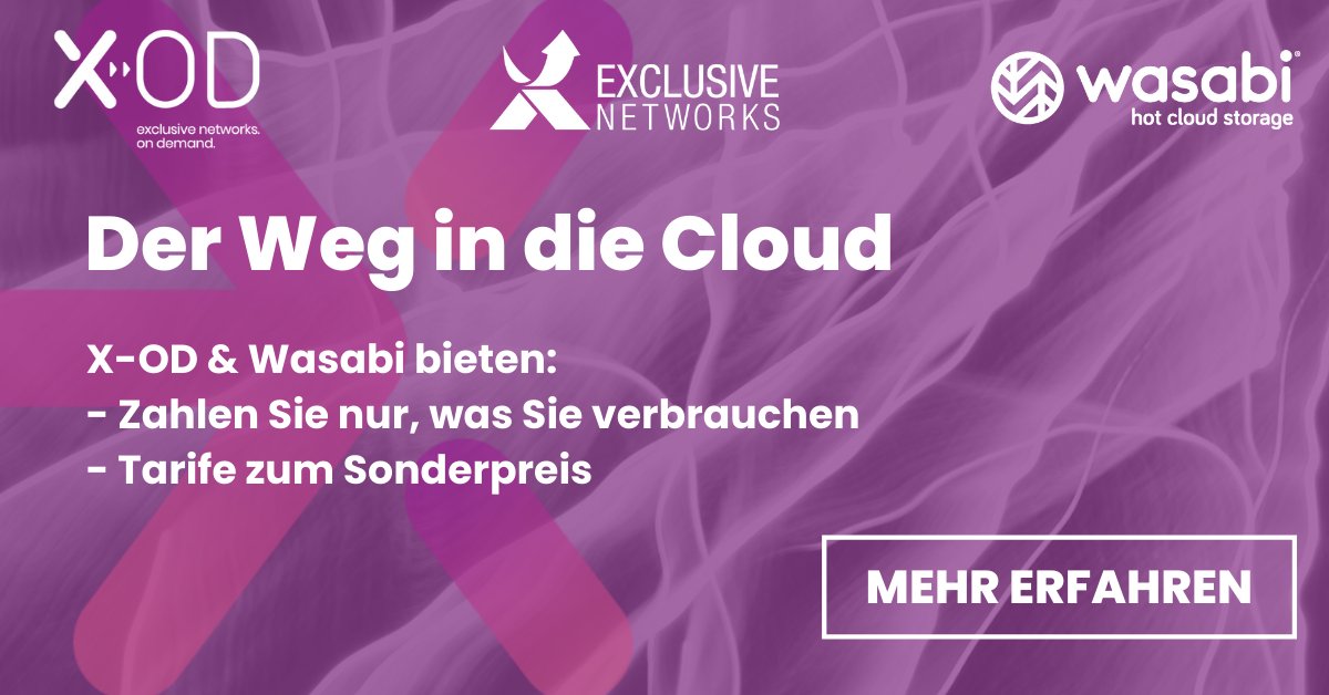 Sichern Sie sich und Ihren Kunden schnellen &amp; günstigen Zugang zu Hot-Cloud-Storage-Lösungen von <a href="/wasabi_cloud/">Wasabi Technologies</a> &amp; profitieren Sie gleichzeitig von der <a href="/XOD_EXN/">X-OD</a> Plattform von Exclusive Networks mit flexiblem, subscription-basiertem Verbrauch⏭️lnkd.in/e29NppEJ
#WeAreExclusive