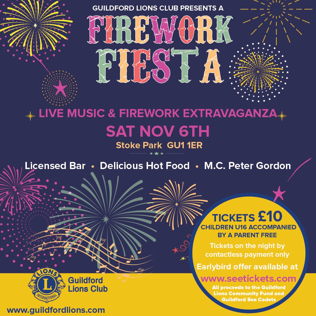 Only one week left of our Early Bird tickets for our Firework Fiesta on Saturday 6th November in Stoke Park, Guildford! 
seetickets.com/tour/fireworks…